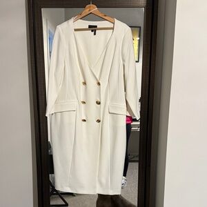 Donna Karan Cream Suit Jacket style dress with Gold buttons. Size 14